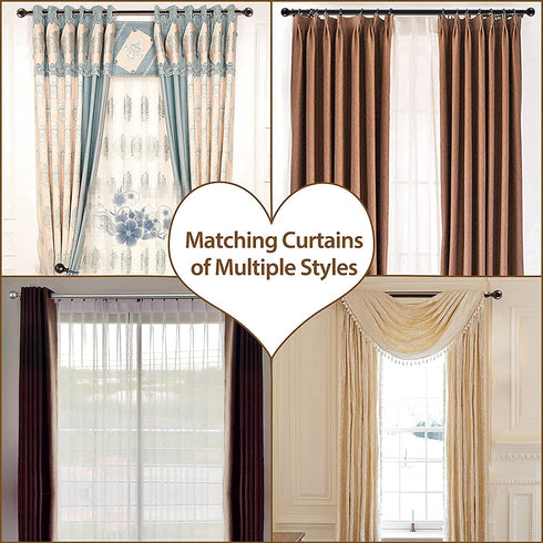 KAMANINA 3/4 Inch Curtain Rods, Round Finials, Bronze, 28-48 Inches Drapery Rod