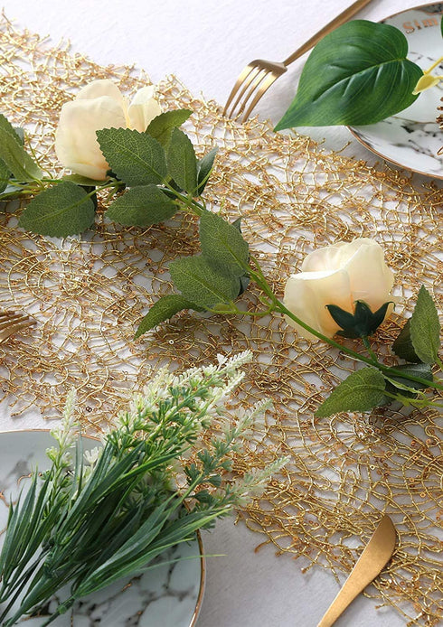 B-COOL 2 Packs Sequin Mesh Table Runner Glitter Gold Table Line for Graduation Party Supplies Romantic Wedding Runner Party Decorations 12x108 inch