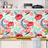 Blooming Wall Peel&Stick Red Flower Green Leaves Self-Adhesive Prepasted Wallpaper Wall Mural (Red Floral)