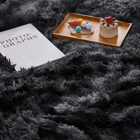 Comaza Soft Fuzzy Faux Fur Throw Blanket,Reversible Lightweight Shaggy Fluffy Cozy Plush Fleece Comfy Furry Sherpa Microfiber Blanket for Couch Sofa Bed,as Gift Home Decor(Tie Dye Black,Throw 50"x60")