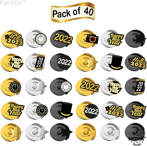 Happy New Years Swirl Decorations 2022 Pack of 40, Gold Glitter | Happy New Year Decorations 2022 | New Years Eve Party Supplies 2022 | NYE Decorations 2022 | Happy New Years Eve Decorations 2022
