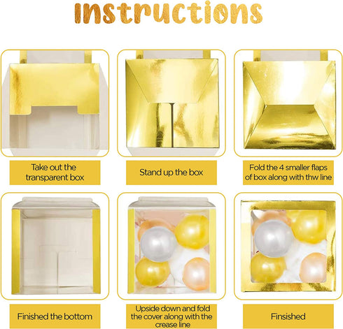 Gold Gender Reveal Party Decorations Set for Boy, Girl - 49 Pcs Clear Baby Boxes with Letters for Baby Shower Decorations for Girl and Boy - 1st Birthday Party Decoration
