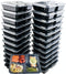 24 Pack of 32 Ounce Lunch To Go Containers, 3 Compartment Healthy Meal Prep Food Storage Container with Lids, BPA Free, Microwavable, Reusable, Portion Control Bento Boxes, by FreshSnaps