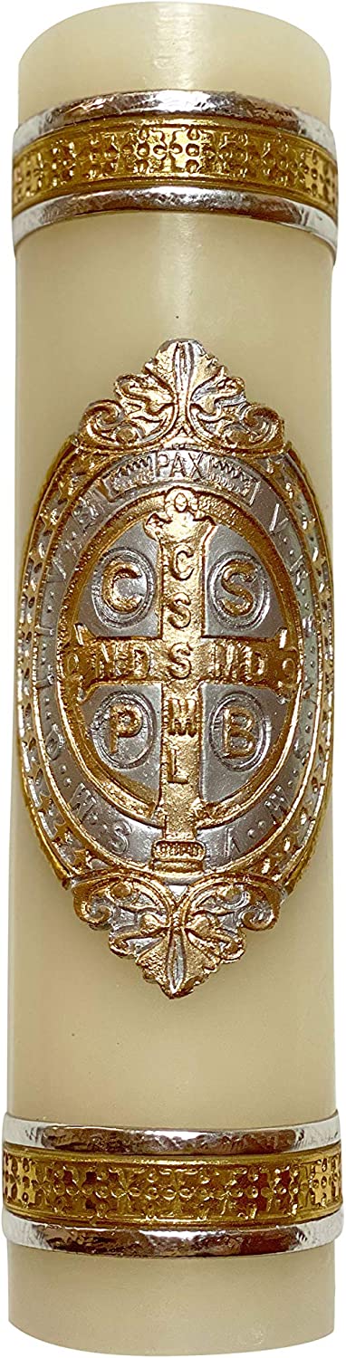 Saint Benedict Framed Medal Unique Candle Cirio de San Benito Protection