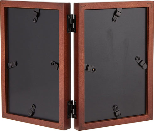 Malden International Designs Dark Walnut Concept Wood Picture Frame, Double Vertical, 2-4x6, Walnut