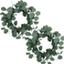 idyllic Eucalyptus Leaves Wreath Metal Polyester Fabric Paper Round Green Wreath 14 Inches for The Front Door D©cor, 2 Packs