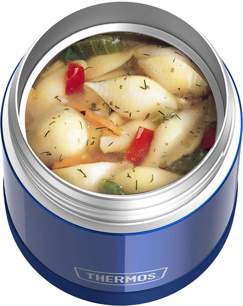 THERMOS FUNTAINER 10 Ounce Stainless Steel Vacuum Insulated Kids Food Jar with Folding Spoon, Navy