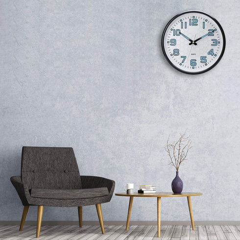 Plumeet Night Light Wall Clocks - 13 Inches Clock with Silent Non-Ticking Glowing Function - Great for Home Kitchen Bedroom - Large Number Battery Operated (Blue Light)