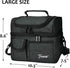 Tirrinia Insulated Lunch Bag, Leakproof Thermal Bento Cooler Tote for Women and Men, Dual Compartment with Shoulder Strap, 10.3" x 7.5" x 8.6", Black