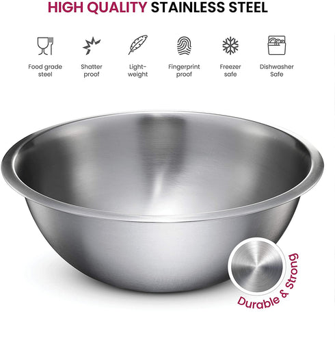 Stainless Steel Mixing Bowls (Set of 6) Stainless Steel Mixing Bowl Set - Easy To Clean, Nesting Bowls for Space Saving Storage, Great for Cooking, Baking, Prepping