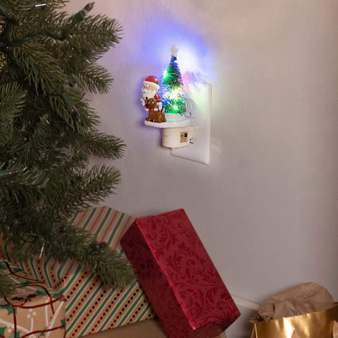 6.75" H Rudolph W/Santa Night-