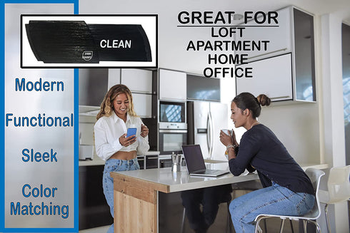 Premium Metal Dishwasher Magnet Clean Dirty Sign | ONLY Black #1 Indicator - Best Kitchen Gadgets Dishwashers - Home Office Organization, Padded Magnets or 3M Tabs (Metal - Black)