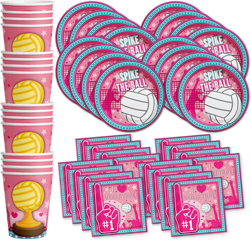 I Love Volleyball Birthday Party Supplies Set Plates Napkins Cups Tableware Kit for 16