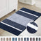 Flamingo P Super Cozy Shag Chenille Bath Rug, Gradient Navy Stripe Pattern Machine Washable Microfiber Plush Bathmat, Ultra Absorbent Mat with Non Slip Backing for Bathroom Landry, (20×32 inch, Navy)