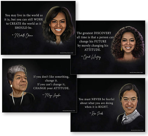 MWB Icons of Black History Poster Pack Collection | Black History Posters | 4 Pack - Maya Angelou, Rosa Parks, Michelle Obama, Oprah Winfrey | 13" x 18" Non-Laminated | Juneteenth | Classroom or Home | Civil Rights Heroes