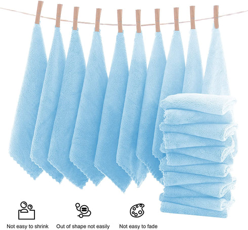 MOONQUEEN Ultra Soft Premium Washcloths Set - 12 x 12 inches - 24 Pack - Quick Drying - Highly Absorbent Coral Velvet Bathroom Wash Clothes (Aquamarine, 12 x 12 Inch)