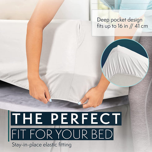 HC Collection Twin Size Sheets Set - Bedding Sheets & Pillowcases w/ 16 inch Deep Pockets - Fade Resistant & Machine Washable - 3 Piece 1800 Series Twin Bed Sheet Sets White