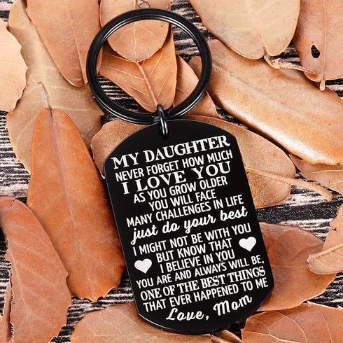 to My Daughter Keychain Christmas Gifts for Daughter from Mom Dad Father Inspirational Stocking Stuffers for Her from Teen Adult Women Teenage Girls Kids Birthday Gradation Wedding Presents