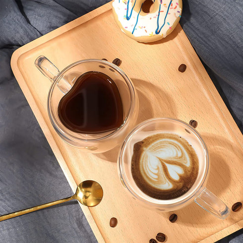 Heart Shaped Tea Cup 240 ml/ 8 Oz Double Walled Insulated Glass Coffee Mug Valentine's Day Clear Tea Cup for Valentine's Day, Anniversary, Wedding, Engagement, Birthday (2)