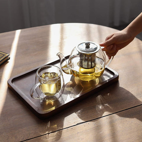 VEVOK CHEF Glass Teapot with Removable Infuser Clear Glass Tea Kettle, Blooming and Loose Leaf Tea Maker Set Stovetop Safe Borosilicate Glass Teapot Tea Brewer