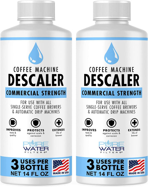 Descaler & Cleaner (6 Uses) - MADE IN USA - Descaling Solution for Keurig Brewers, Nespresso, Delonghi, Breville & All Coffee Makers & Espresso Machines