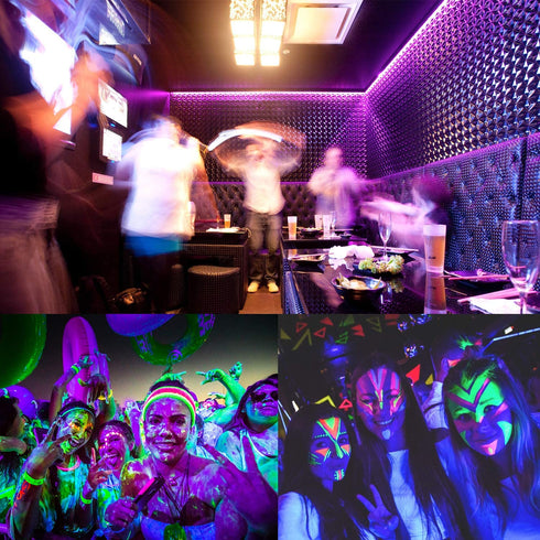 33ft LED Black Light Strip Kit, 600 Units, 385nm-400nm, 12V Flexible Blacklight Fixtures, 10M LED Ribbon, Non-Waterproof for Indoor, Birthday, Wedding, Dark Party