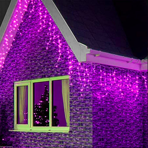 Dazzle Bright 360 LED Christmas Icicle String Lights, Light Up Christmas Decorations 8 Modes Fairy Lights for Outside Garden Patio Holiday Party (Purple)