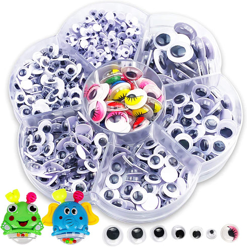Googly Eyes for Crafts, 700Pcs Googly Eyes Self Adhesive Wide Variety Assorted Size for Crafting Sticky Wiggly Google Eye, Sticker Eyes for DIY Craft Scrapbooking