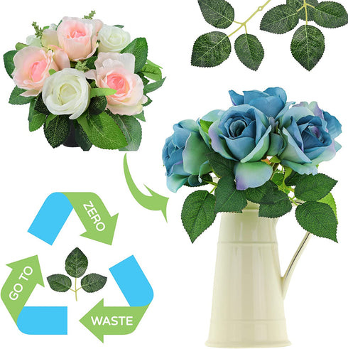 FEQO 300 Pcs Artificial Rose Leaves Silk Green Leaves Fake Leaves for Roses Flowers Leaves Artificial Leaves Bulk Greenery for Centerpieces Bouquets Wedding Party Wreath Garland Crafts