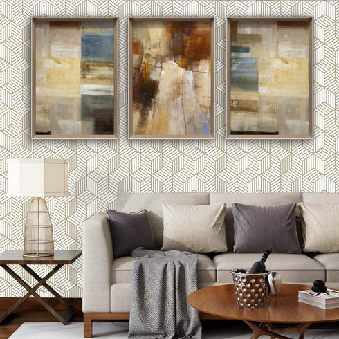 WENMER 17.71 Inchx118 Inch Geometric Hexagon Wallpaper Peel and Stick Wallpaper Removable Self Adhesive Wallpaper Vinyl Film Shelf Paper & Drawer Liner Roll for Home Use