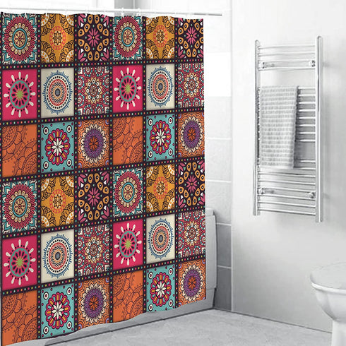 Shower Curtain, Boho Shower Curtains for Bathroom, Water Repellent Stall Shower Curtain, Machine Washable Fabric Shower Curtain 72"x72" with 12 Hooks for Home Bathroom