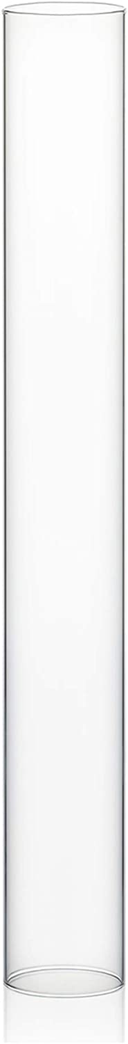 WGVI Hurricane Candle Holder Sleeve, Wide 2", Height 16", Clear Glass Cylinder Open Both Ends, Chimney Tube, Open Ended Candle Shade, 1 Piece