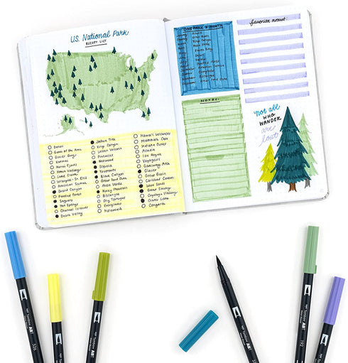 Tombow 56169 Dual Brush Pen Art Markers, Landscape, 10-Pack. Blendable, Brush and Fine Tip Markers