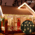 WATERGLIDE 360 LED Christmas Iciclelights Outdoor Dripping Ice Cycle String Light, 29.5ft 8 Modes Curtain Fairy Lights with 60 Drops, Indoor Xmas Holiday Wedding Party Decorations, Warm White
