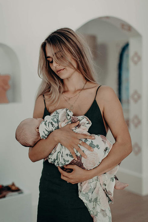Frankie Lane Baby Girl Swaddle Blanket Single, 47 x 47 inches - Organic Newborn Receiving wrap for Girls in Handmade Floral Design - Newborn Baby Girl Gifts Essential Muslin Swaddle Blankets