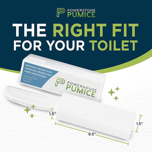 Powerstone Powerhouse Pumice Toilet Bowl Cleaning Stone with Handle (2-pack) Removes Stains, Limescale, Hard Water Rings, Calcium Buildup, Iron and Rust