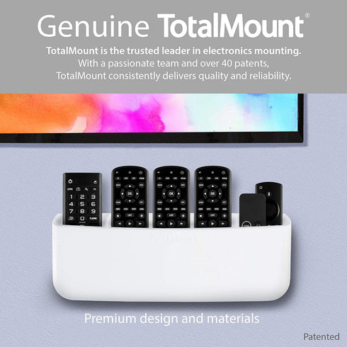 TotalMount Hole-Free Remote Holder Eliminates the Need to Drill Holes in Your Wall (Premium White Holder for 5 or 6 Remotes)