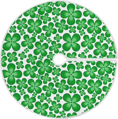 Qilmy St. Patrick's Day Shamrocks Tree Skirt Winter New Year House Decorative Supplies for Holiday Office Gift Tree Base Cover Mat Decorations 35.4inch