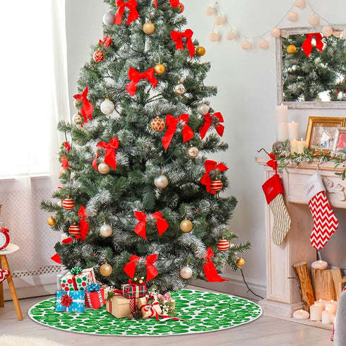Qilmy St. Patrick's Day Shamrocks Tree Skirt Winter New Year House Decorative Supplies for Holiday Office Gift Tree Base Cover Mat Decorations 35.4inch