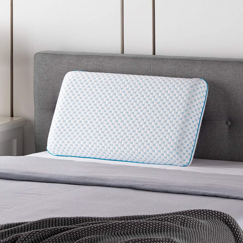WEEKENDER Ventilated Gel Memory Foam Pillow with Reversible Cooling Cover Two-Sided for All-Season Comfort Washable Cover - Standard