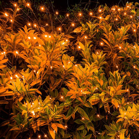 Joomer Orange Christmas Net Lights,12ft x 5ft 360 LED 8 Modes Adapter Bush Lights Connectable Mesh Netting Lights for Christmas Trees, Bushes, Wedding, Garden, Outdoor Decorations,Green Wire
