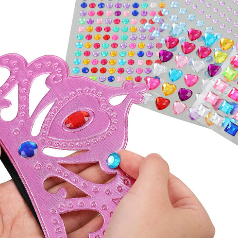 16 Pieces Foam Princess Tiaras and Crowns Making Your Own Tiaras with Crystal Diamond Sticker Princess King Crown for Kids