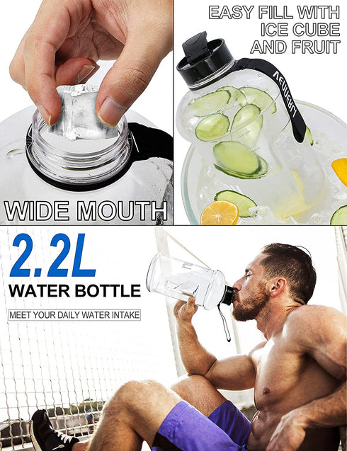 VENNERLI Water Bottle with Handle Portable Large Plastic Water Bottles for Adults BPA-free Half Gallon Water Bottle Reusable 2 Liter Water Jugs for Outdoor Hiking Fitness Travel Camping Cycling