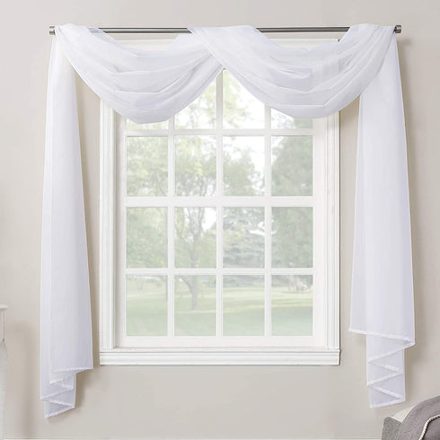 No. 918 Emily Sheer Voile Rod Pocket Curtain Panel, 59" x 216", White