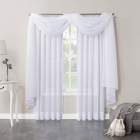 No. 918 Emily Sheer Voile Rod Pocket Curtain Panel, 59" x 216", White