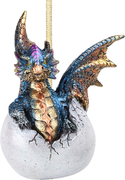 Design Toscano Hard Boiled Dragon Hatchling Holiday Ornament, 3.5", Full Color