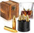 Chouggo Whiskey Stones Gift Set for Men with Vintage Wooden Case, Metal Stainless Steel Bullet Shaped Ice Cubes - 6 Pack, Cool Gifts for Men - Birthday Christmas Gift Ideas