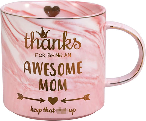 Mothers Day Gifts, Gifts for Mom from Daughter Son, Funny Gifts for Women Wife Stepmom, Mom Gifts Ideas, Tea Mug for Mom, Mom's Birthday Valentine's Day -12oz Novelty Pink Ceramic Coffee Tea Cups