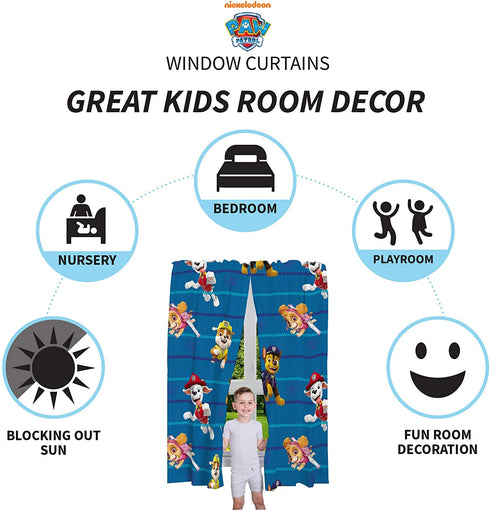 Franco Kids Room Window Curtains Drapes Set, 82 in x 63 in, Paw Patrol