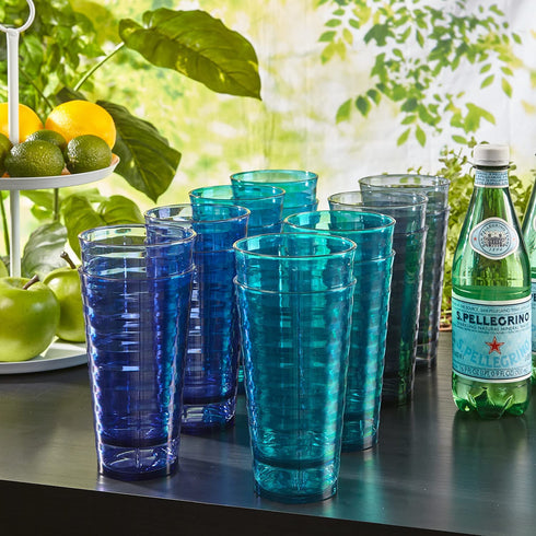 Splash 18-ounce Plastic Tumblers | Value set of 16 in 4 Coastal Colors